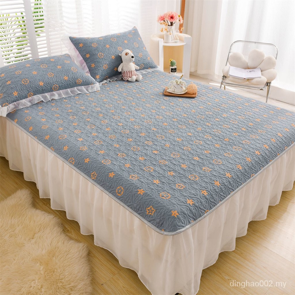 ✨My Hot ✨Thick Quilted Anti-Slip Korean Version Bed Skirt Bed Sheet Bed Cover Single Piece Simmons Protective Cover Mattress Cover Four Seasons Princess Style ASNB