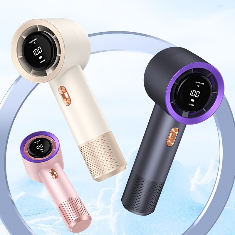 Kipas Mini Long Battery Life Portable Handheld Fan High Speed Bladeless Fan Kipas Mini USB Charging Silent Air Cooling Digital Display Electric Fan