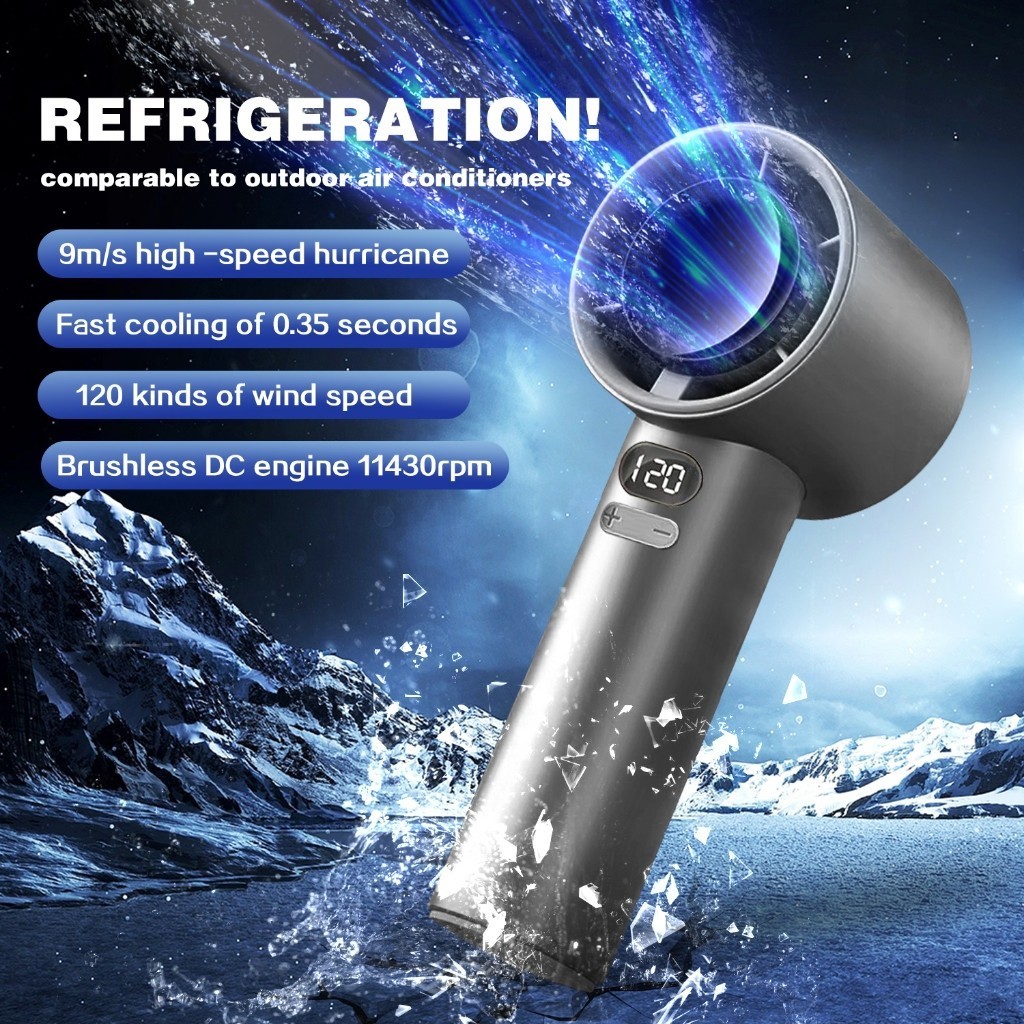 High Speed Portable USB Mini Fan Kipas Mini Kipas Tangan USB Mini Fan Rechargeable Handheld Fan With LED Display