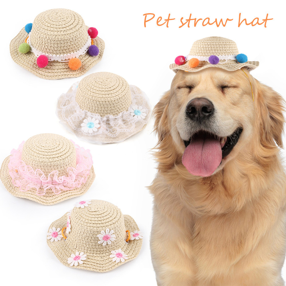 Handmade Pet Straw Hat,Fairy Bow Dog Halloween Hat,Funny Sombrero Cap for Party Decorations,Cute Cat Outfit for Cats and Small Dogs,Cat Birthday Gifts for Party,Photo Prop