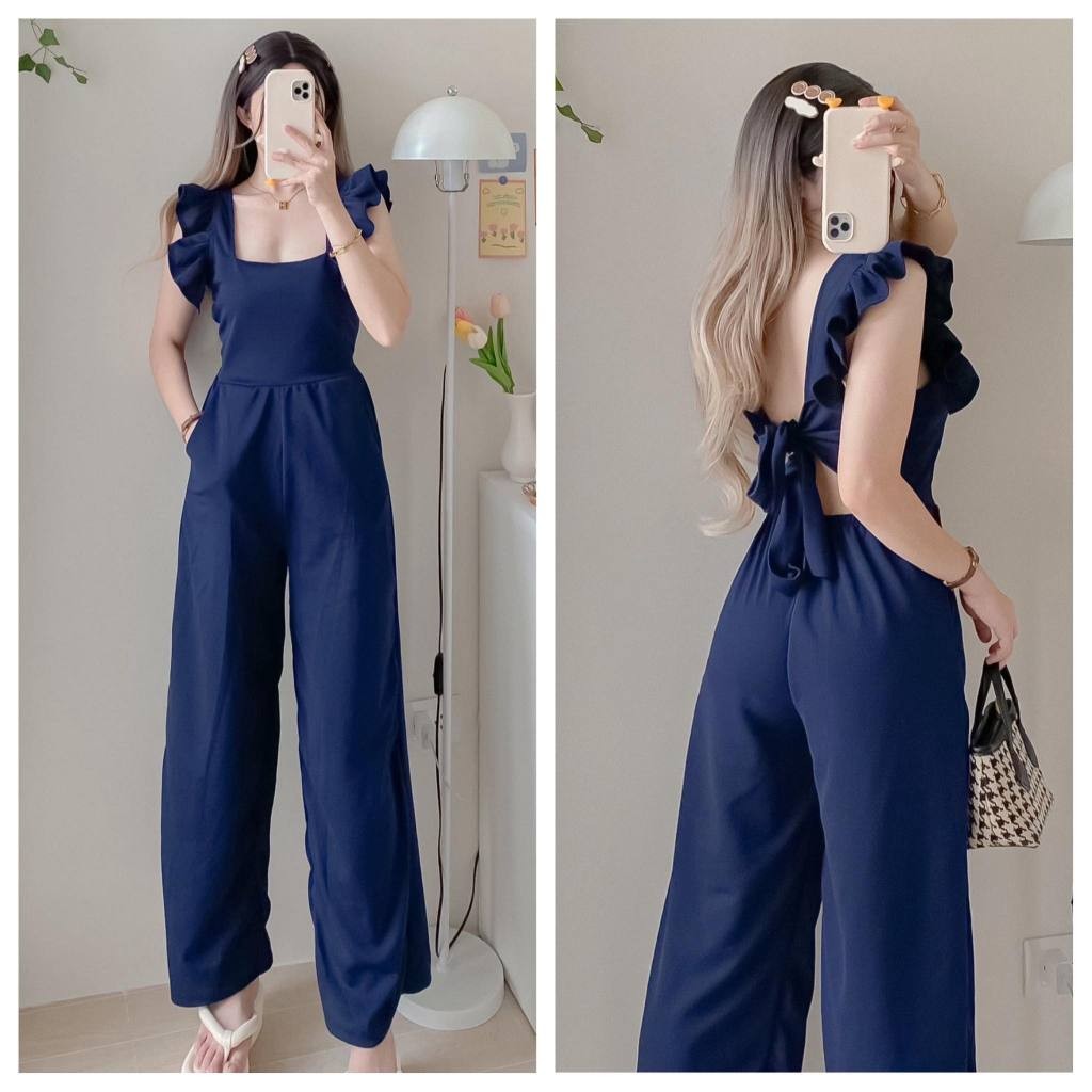 Urban Yumi Raffles Back Jumpsuit Crepe Fabric S-M