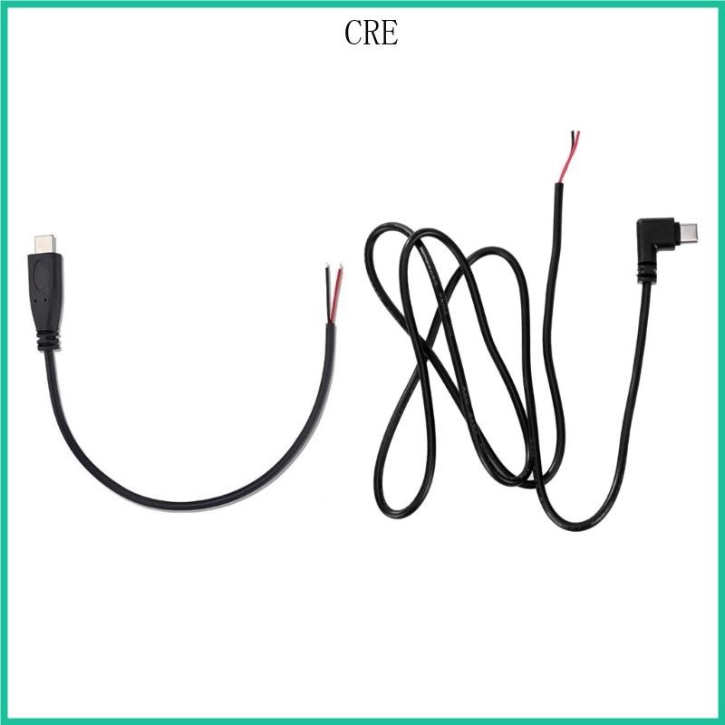 CRE Male Type C to 2 Pin Extension Cord USB C Pigtail 2Pin Power Cable Line 22AWG Support 5V 3A Charge for Electronics