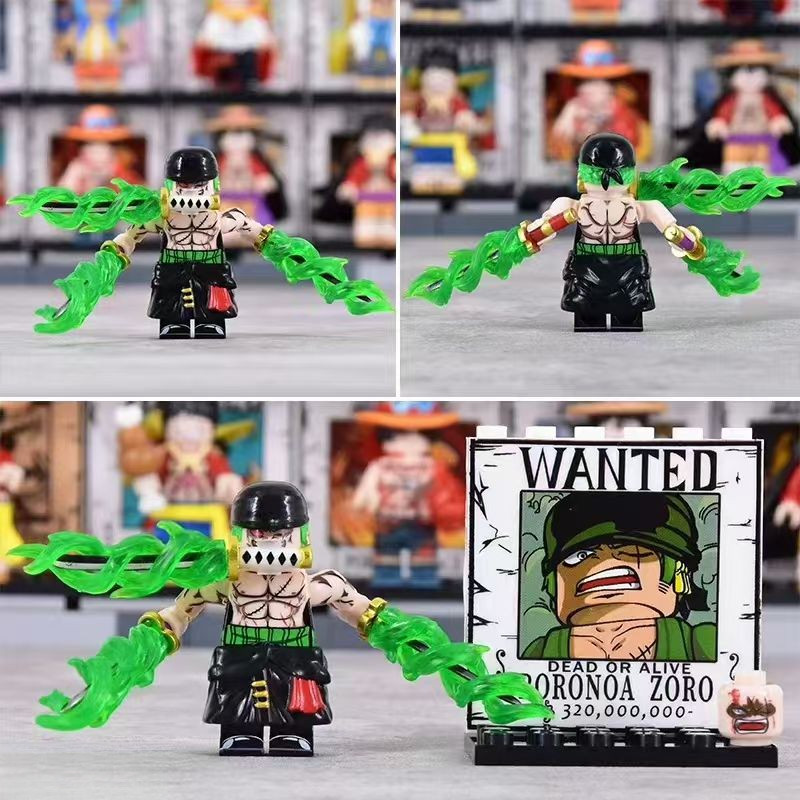 ✨One Piece Zoro Building Blocks✨Compatible with Lego One Piece✨King of Hell Three Swords Sauron✨Assembled Anime Minifigure Building Blocks