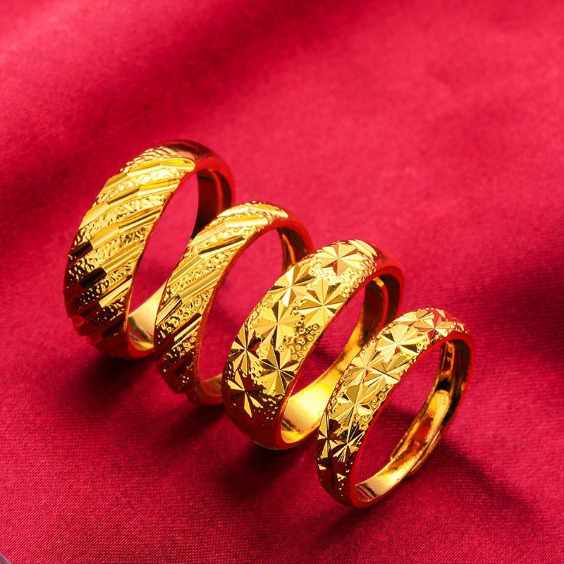 Couple Ring Gold Placer Star Opening Ring Valentine's Day Gift for Men and Women