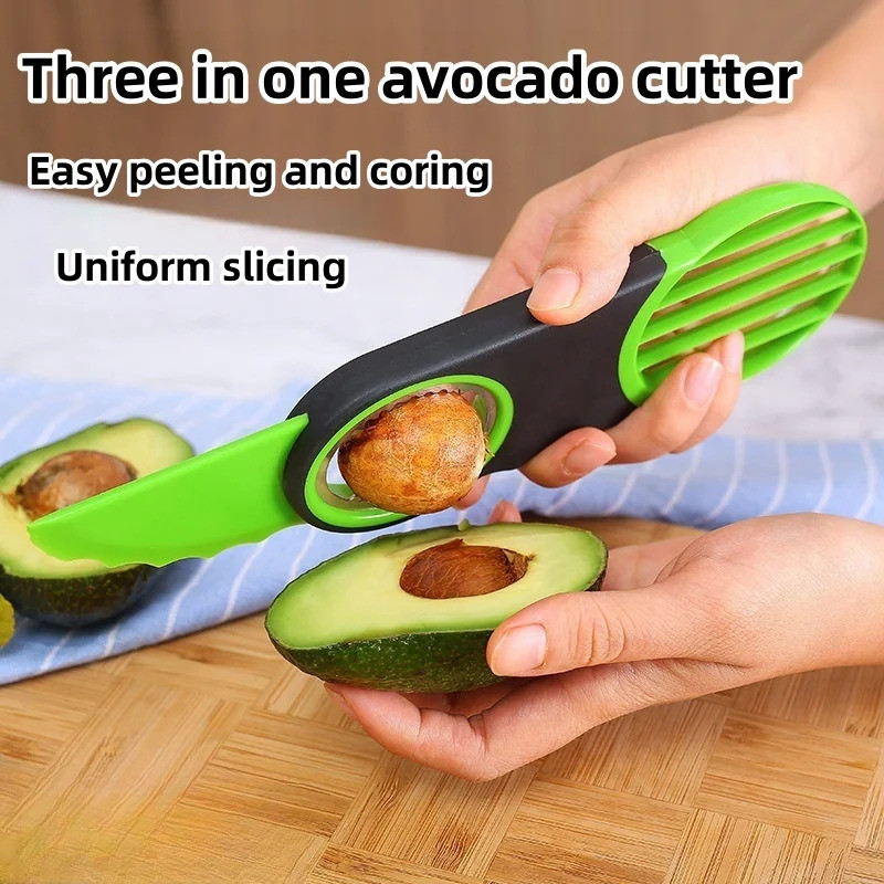 3 In 1 Avocado Slicer Shea Corer Butter Fruit Peeler Cutter Pulp Separator Plastic Knife Kitchen Vegetable Tools
