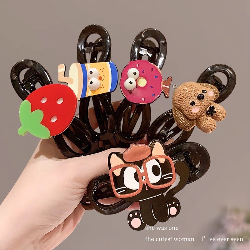 Strawberry Donut Twist Hair Clip Grips Hairpin Hair Accessories for Women