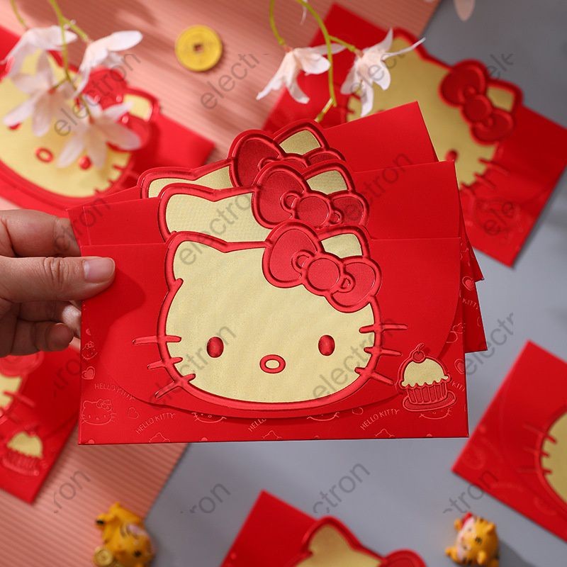 New Year Chinese New Year Tradition Creative Delightful Lucky Money Holder Trendy Gift Idea Red Envelope Popular Kitty Merchandise Festive Innovative Kitty Cute Election