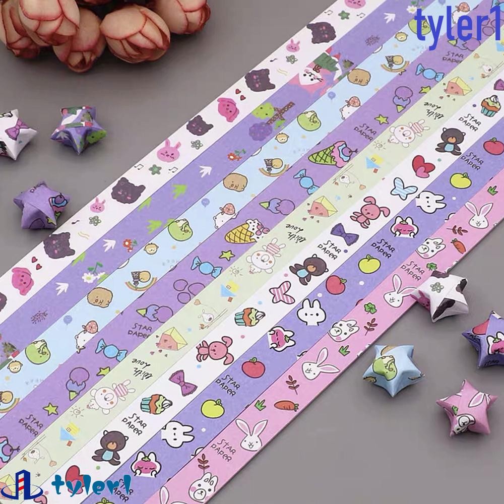 TYLER1 Origami Stars Paper, Star Paper Strips Paper Craft Star Folding Paper, Cute Colorful Handmade Delicacy Cartoon Star Folding Paper Home Decor