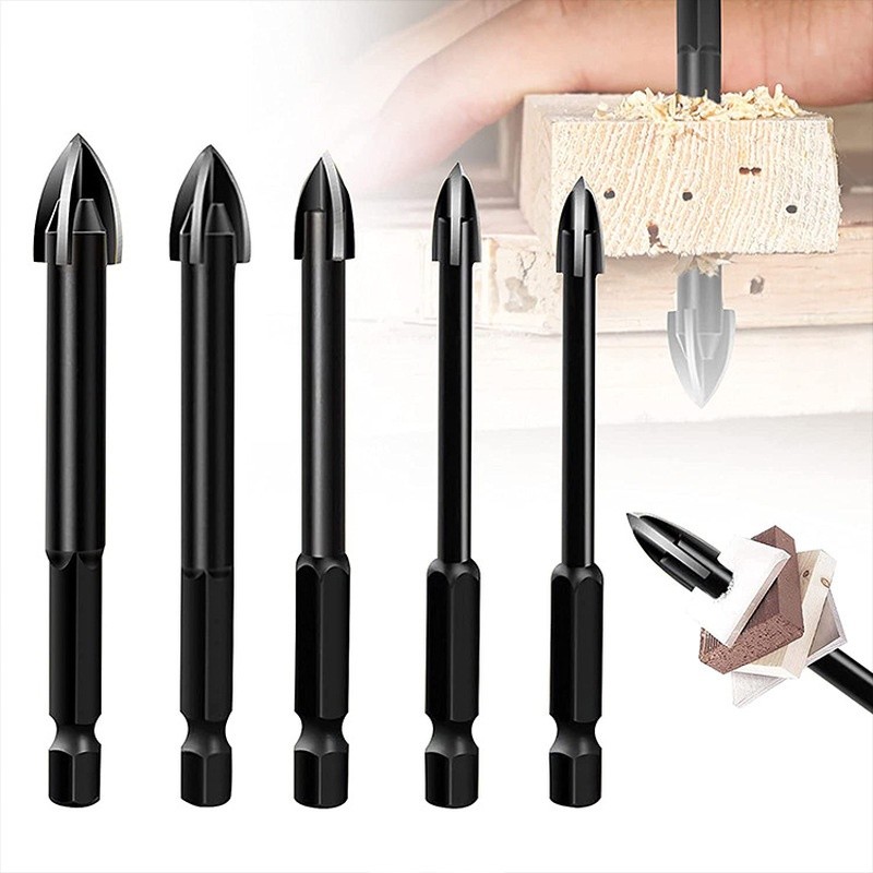 Duty Professional 7pcs Universal Multifunctional Carbide Drill Set Triangle Bit Cross Glass Ceramic Tile Marbl Worksh... - Image 2