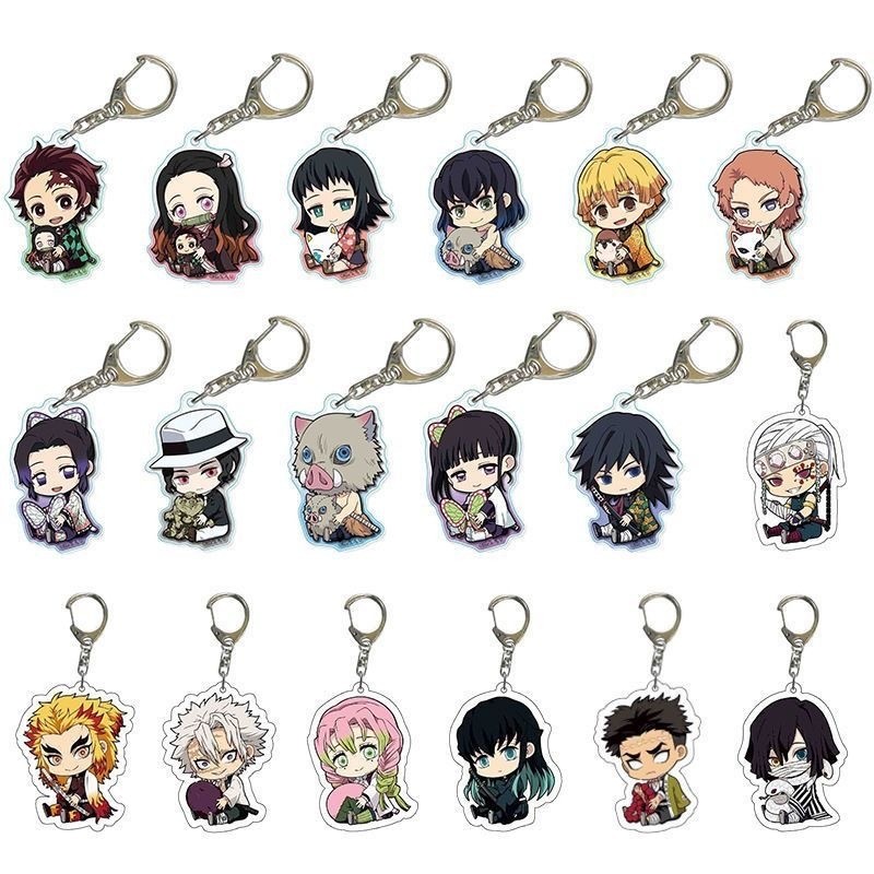 Anime Two-Dimensional Demon Slayer Cartoon Q Style Merchandise Keychain Acrylic Pendant Creative Jewelry Gift