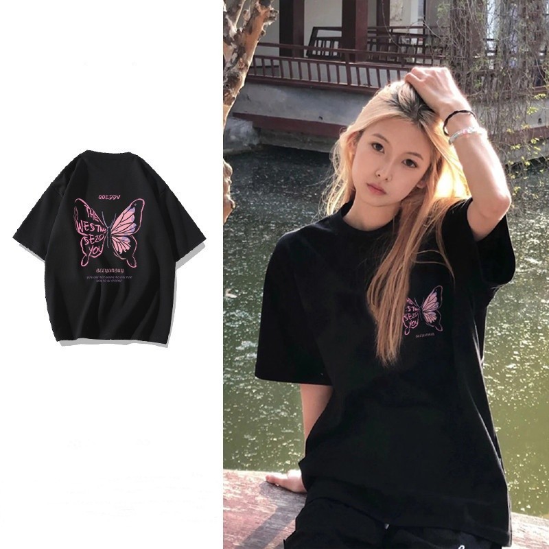 OKO Unisex Soft Comfort Cotton Short Sleeve Fashion Butterfly Print T-shirt Fashion For Man And Woman Casual Tee