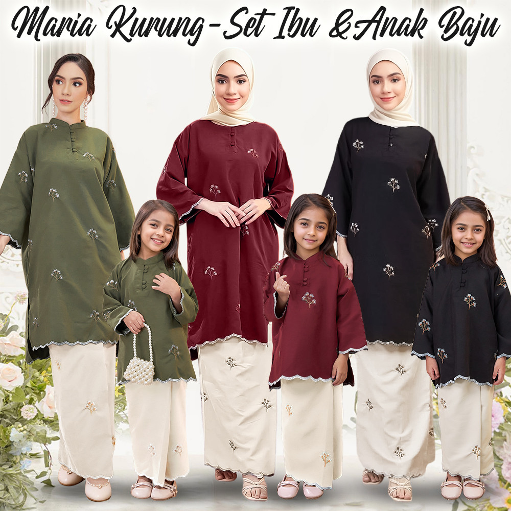 maria kebarung moden Baju Raya 2026 Baju Kurung Set Ibu &Anak baju kurung budak perempuan kurung sedondon ibu anak