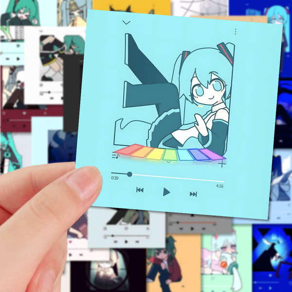 umbrella automatic mini umbrella 80 pieces of miku music Hatsune Miku peripheral stickers two-dimensional virtual anime girl phone case stickers waterproof