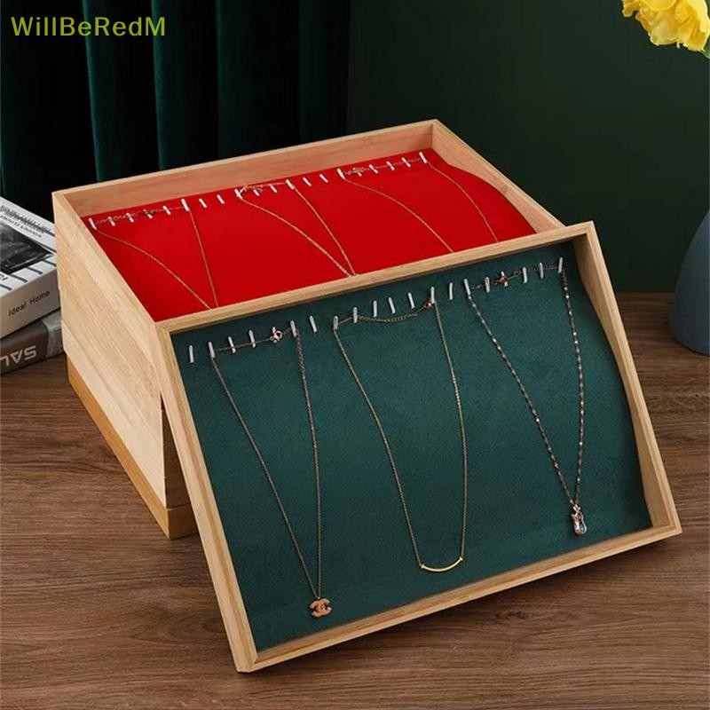 [WillBeRedM] Velvet Bamboo Jewelry Display Tray Ring Earring Necklace Bracelet Pendant Organizer Jewelry Storage Tray For Drawer [NEW]