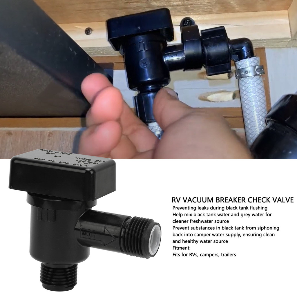 [MEET] RV Vacuum Breaker Check Valve 8‑125 PSI Backflow Preventer Leaking Proof Black Tank System Valve For Rv Camper Trailer