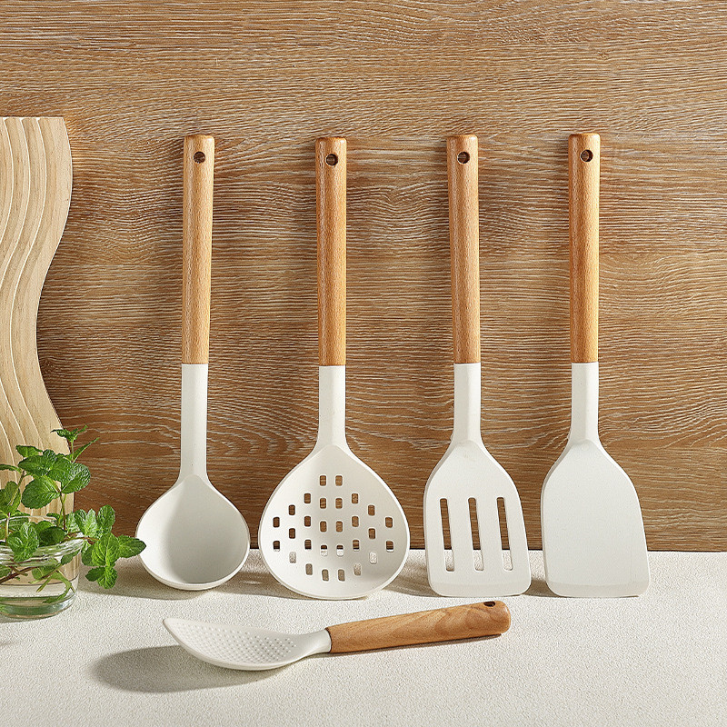 Kitchen Utensils Silicone Kitchen Utensils Set Silicone Spatula Non-Stick Pan Kitchen Spatula High Temperature Resistant Cooking Soup Spoon Colander Kitchen Utens