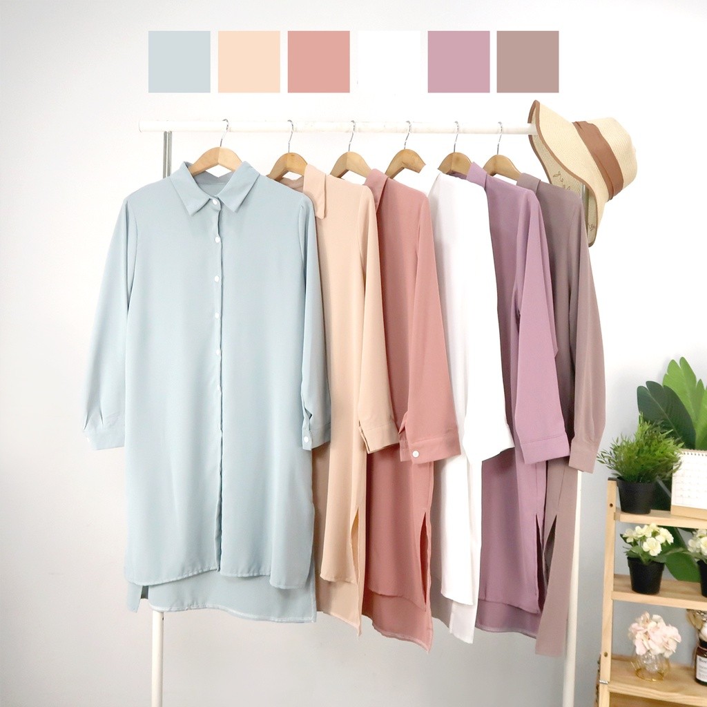 QFM Faye Plain Tunic (#31025) | Kemeja Labuh Tunik Perempuan