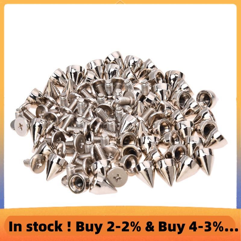 50Pcs Metal Cone Screwback Spikes Stud Leather Cloth Craft DIY Goth Punk Spot