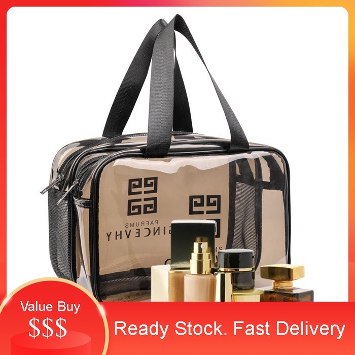 Clear Double-layer Dry and Wet Separation Cosmetics Bag Toiletry Bag, Large Clear Travel Bag for Toiletries