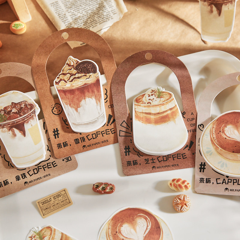 30 Pcs Coffee Time Sticky Notes Funny Self Sticky Notepads Memo Pads For Coffee Lover Office School Student Kids Gift Class Reward Birthday Party Favors Goodies