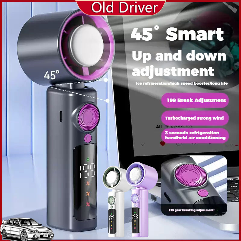 Kipas Mini Handheld Fan 199 Speeds Portable mini kipas with LCD Display USB Rechargeable Cooler in Summer 手持小风扇