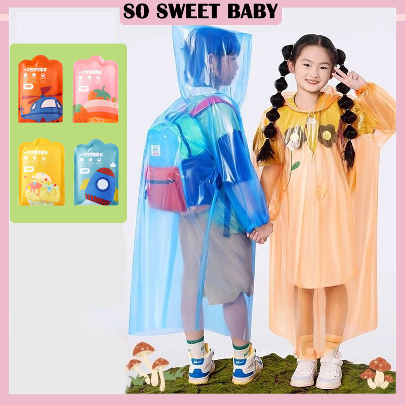 Adult Kids Disposable Raincoat Portable Rain Coat One Time Use Kids Travel Hiking Camping Baju Hujan