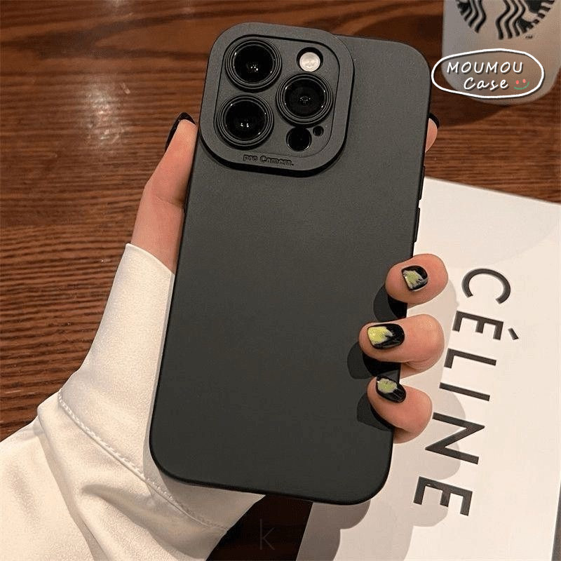 Case for Iphone 16 XR 11 12 15 14 13 Pro Max 16E 7 8 Plus X XS Max SE Cool Solid Color Black Soft Angel Eyes