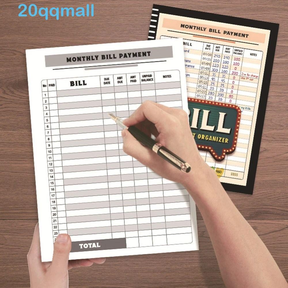 QQMALL Bill Payment Organiser Notebook, Efficient Life Planner Save Money Bill Tracker Notebook, 48 Month With 1150 Billing Records Monthly Bill Organizer