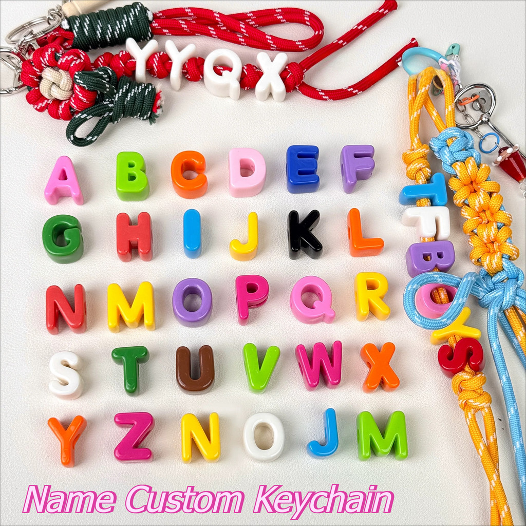 Candy Colour 26 Letters Personalized Handmade Name Numbers Keychains Custom Party Favors for Family Mother's Day Gift