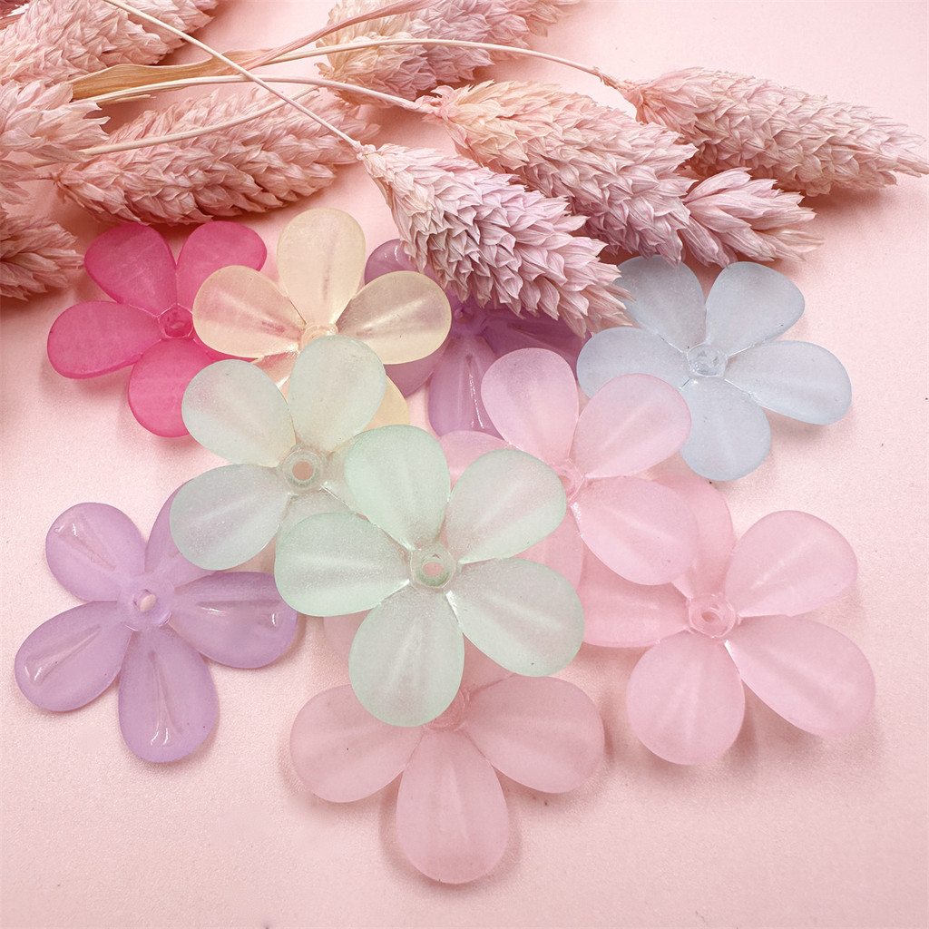 10Pcs 29mm Matte Flower Loose Beads Pendant Acrylic DIY for Jewelry Making Handcrafted Findings Handmade Material