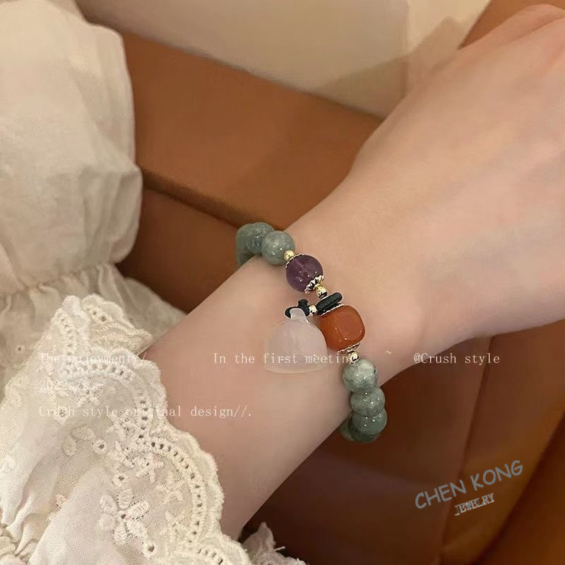 Gaya Cina baru gesper selamat teratai rantai tangan wanita niche rasa reka bentuk gelang mewah hiasan tangan baru