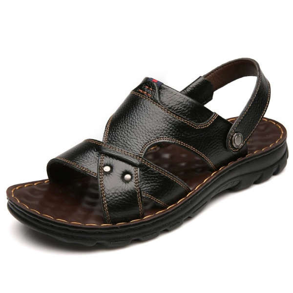 sandal lelaki kasut sandal lelaki sandal men men sandal Genuine Leather Sandals Men Summer New Casual Beach Shoes Light Luxury Breathable Thick-Soled Sandals Slippers 1884