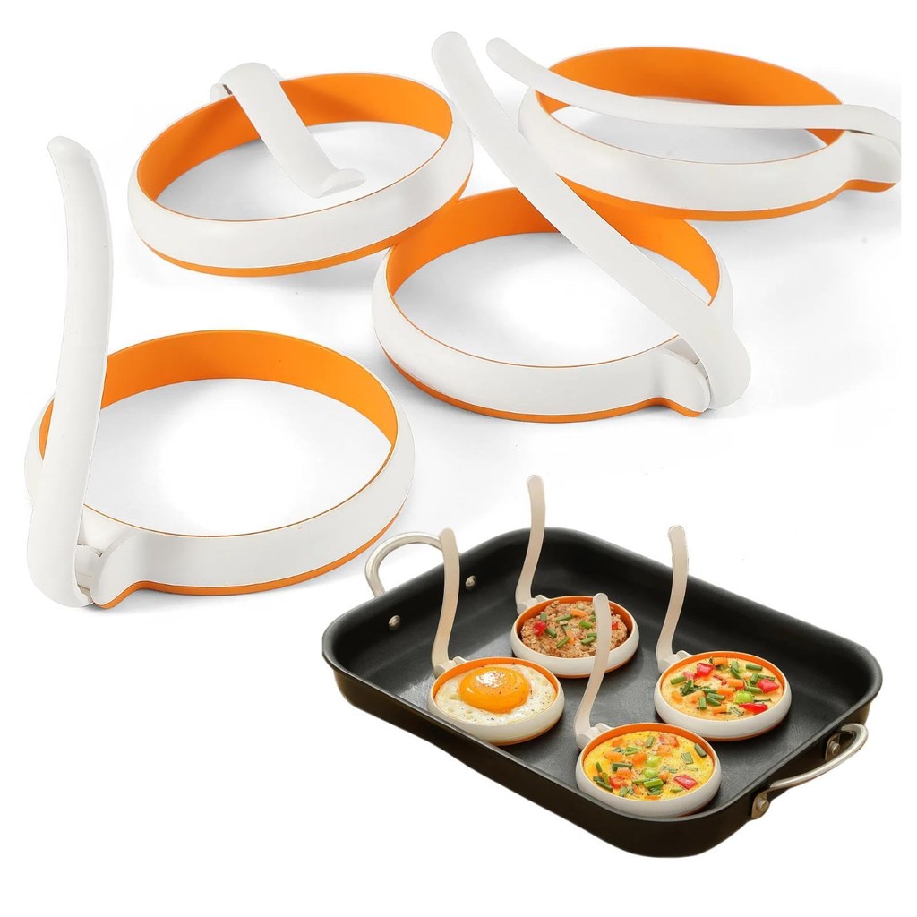 Direct from Japan Fried egg mold fried egg Hikimoto round fried egg ring fried egg ring fried egg mold 10cm 4 pieces cute DIY round egg mold round egg mold for matsumi thin mochi breakfast sandwiches easy to operate and easy to clean Japan