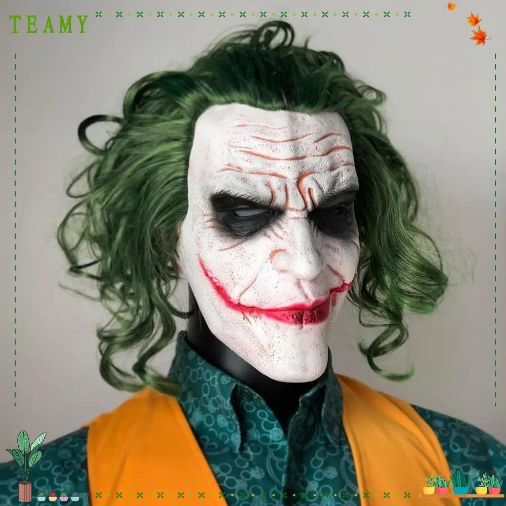 TEAMY Dark Knight Joker Cosplay , Unisex Realistic Party Performance Stage Props, Durable Latex Ghost House Props for Adults