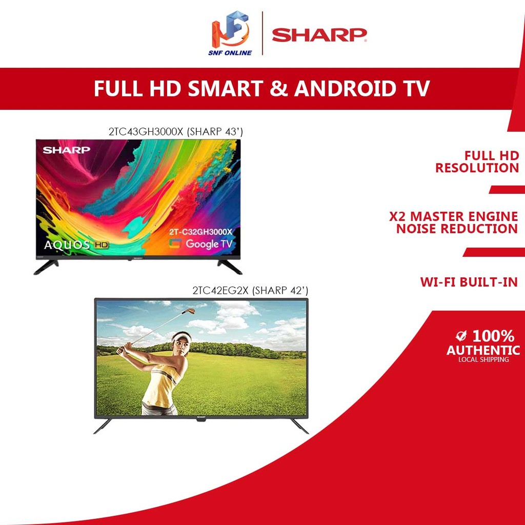 Sharp Televisyen - LED Android / Google TV (42”) 2TC42BG1X 2TC42FG1X 2TC42EG2X 2TC42EG1X 2T-C43GH3000X