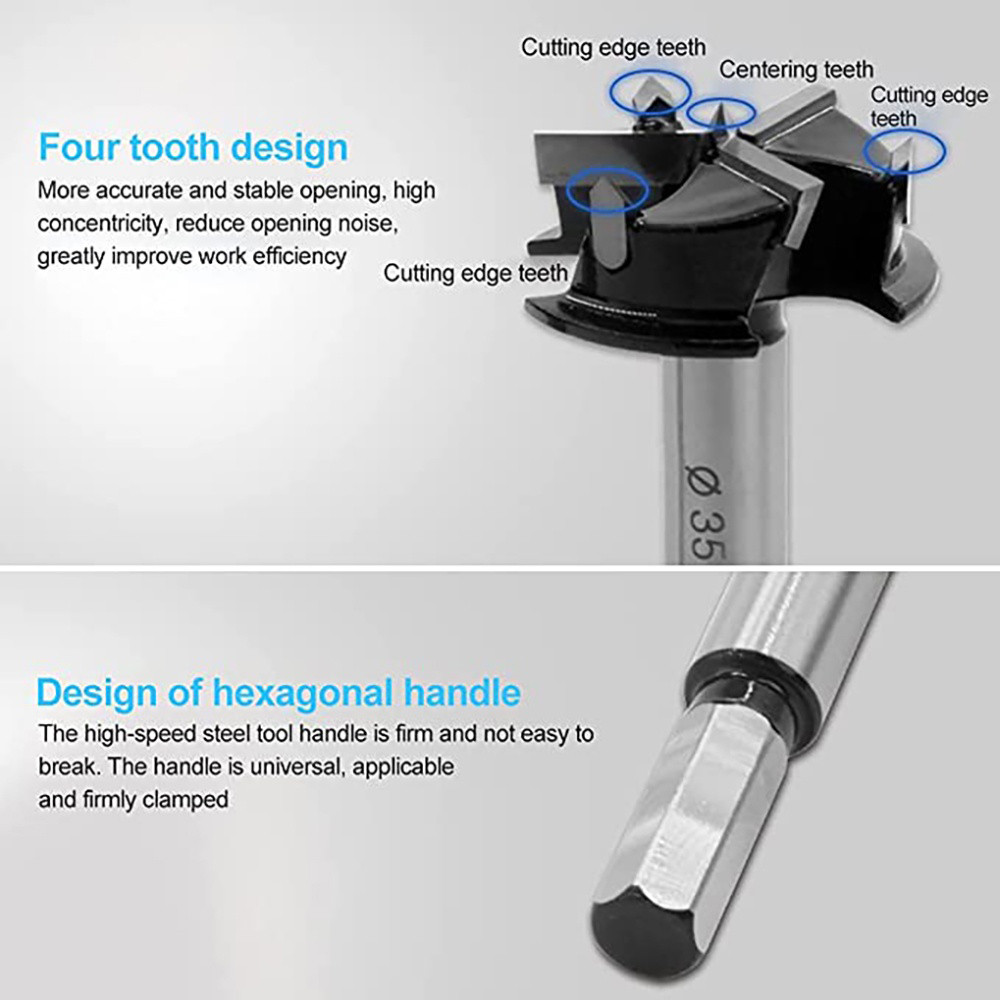 Build DIY BERT ｜Drill Bit Three-blade Hard Alloy Woodworking Hole Opener Tungsten Steel Wood Boring Round Shank Saw... - Image 5