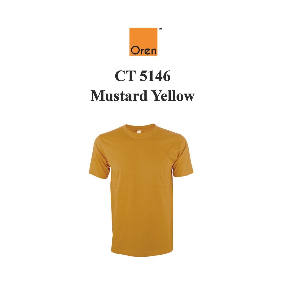 Oren Sport CT5146 Mustard Yellow Comfy Cotton Unisex  Round Neck Short Sleeve T-shirt SUNBEAR