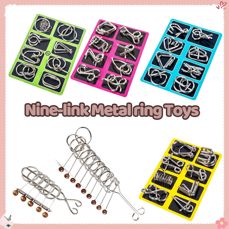 Metal Wire Puzzle Metal Nine-link Clasp Puzzle Toy Baby Brain Develop Puzzle for Kids Montessori Toy