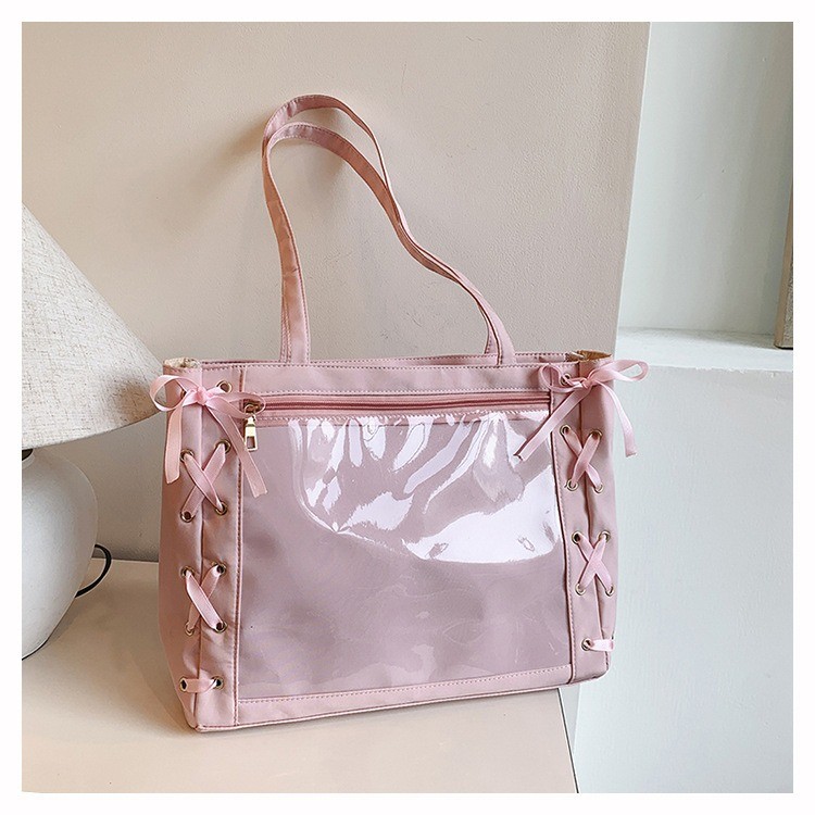 Itabag Pink Shoulder Bag, Ita Bag, Fashion Clear Large Capacity Creative Badge Display Shoulder Bag