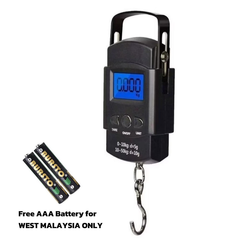 AiraStore Mini Portable Electric Digital Scale Held Hanging Hook Weighing Fish with Back Light Skala Elektrik Penimbang