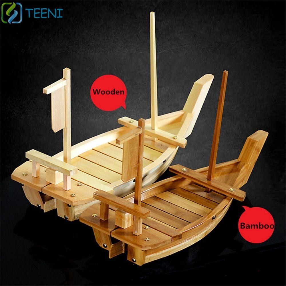 TEENI Sushi Boat Sashimi Assorted Bamboo Food Serving Dish Sushi Tool Sashimi Platter Restaurant Home Seafood Tool