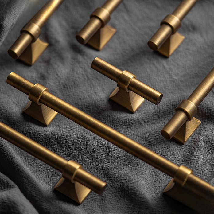 Brass Cabinet Handle Bronze French Wardrobe Door Handle Vintage Simple Light Luxury Drawer Handle