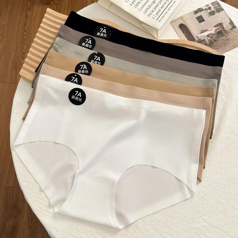 [3/6Pcs / Pack]Seamless Underwear Women Brushed Soft Skin-Friendly Full Antibacterial Antibacterial Mulberry Silk Bottom