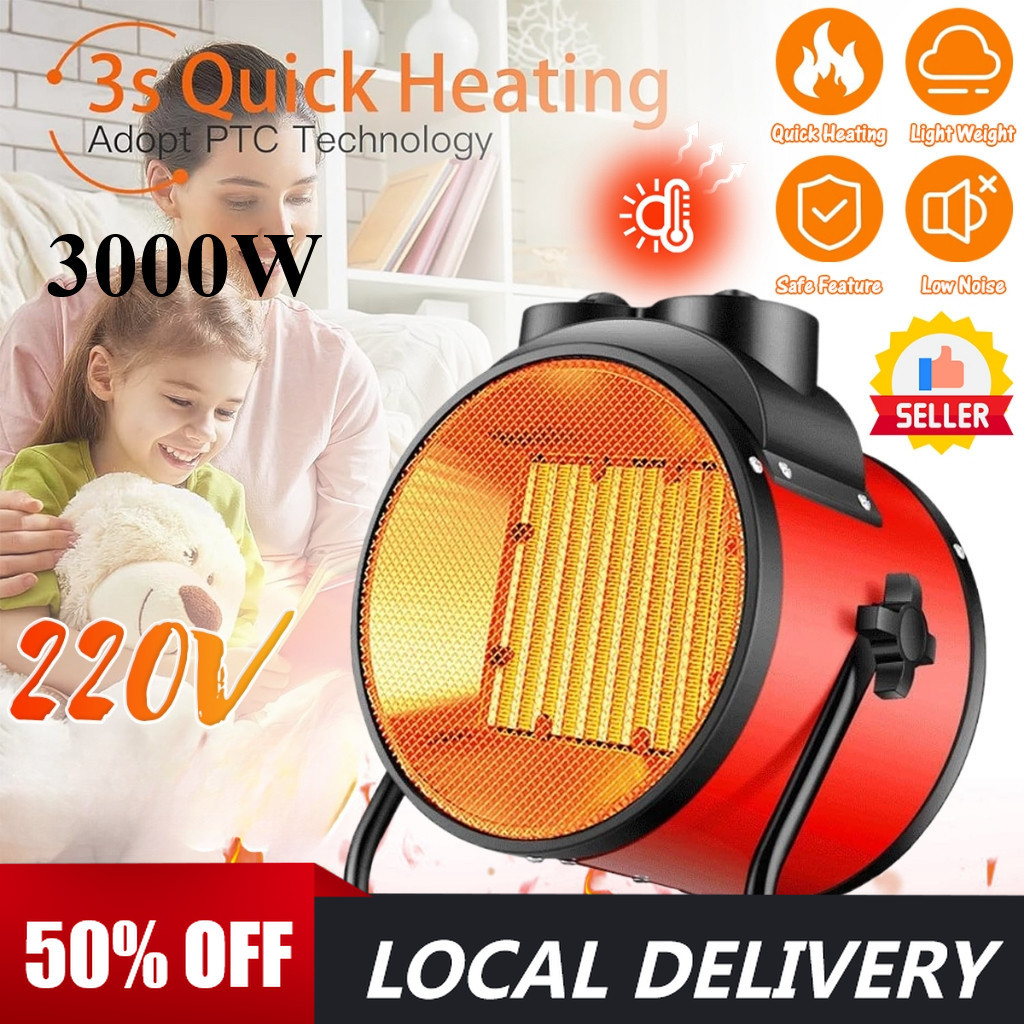 3000W Electric Heater Fan Ceramic Space Air Heater Portable Ceramic Fan Warmer Pemanas Kipas Seramik
