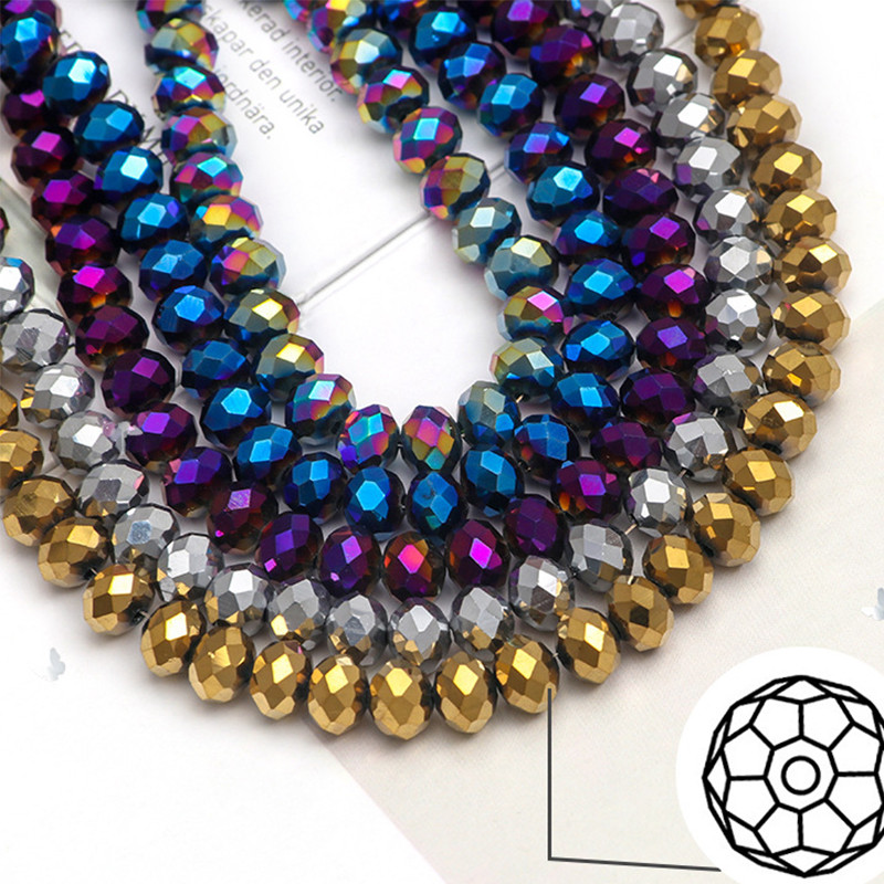 1 String 3-8mm Spacer Loose Bead Hematite Glass Stone DIY For Bracelets Necklace Jewelry Making Accessories Handmade Materials