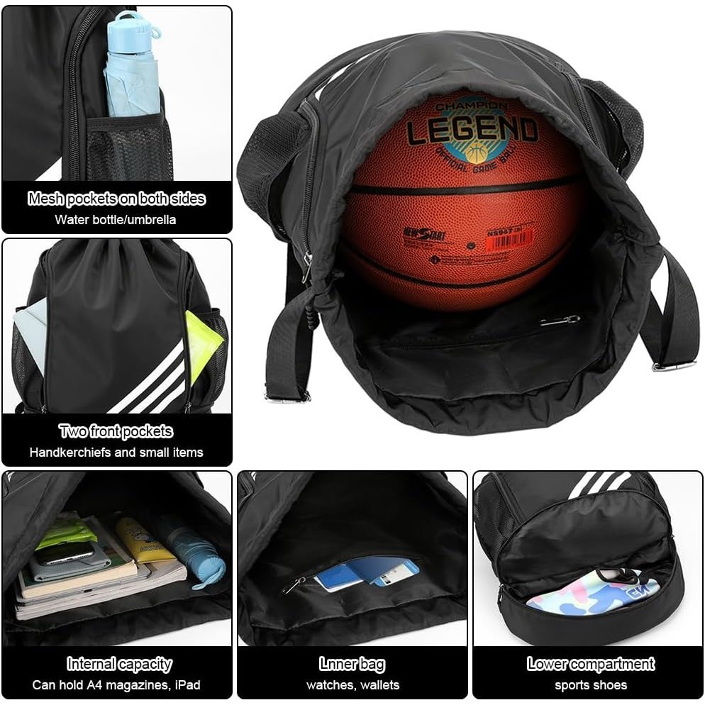 Travel Fashion 【Malaysia Spot】Gym bag sport drawstring bag,basketball football bag，beg sukan  beg bola bagpac... - Image 5
