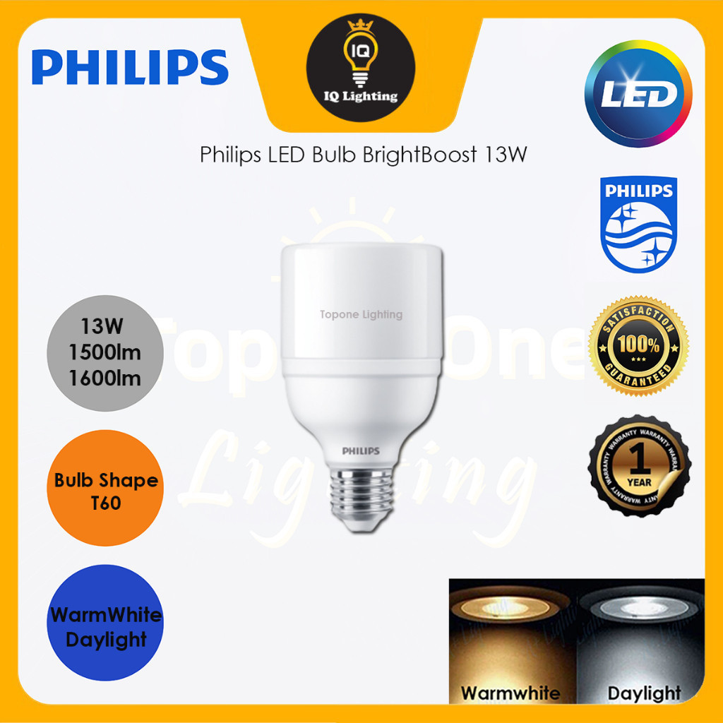 PHILIPS 13w 15w 17w LED Brightboost LED Bulb E27 Cool Daylight / MENTOL LED PHILIP TERANG / Mentol L