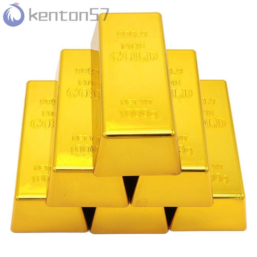 KENTON Fake Gold Bar, Simulation Glittering Golden Brick, Office Accessory Door Stop Movie Prop Paperweight Bullion Bar Home Decor