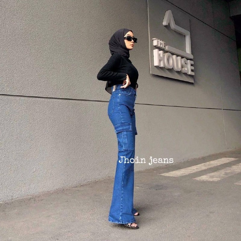 Premium Quality Hw Cutbray Cargo Jeans Wanita Celana Kargo Highwaist Streetch Essential - Image 4