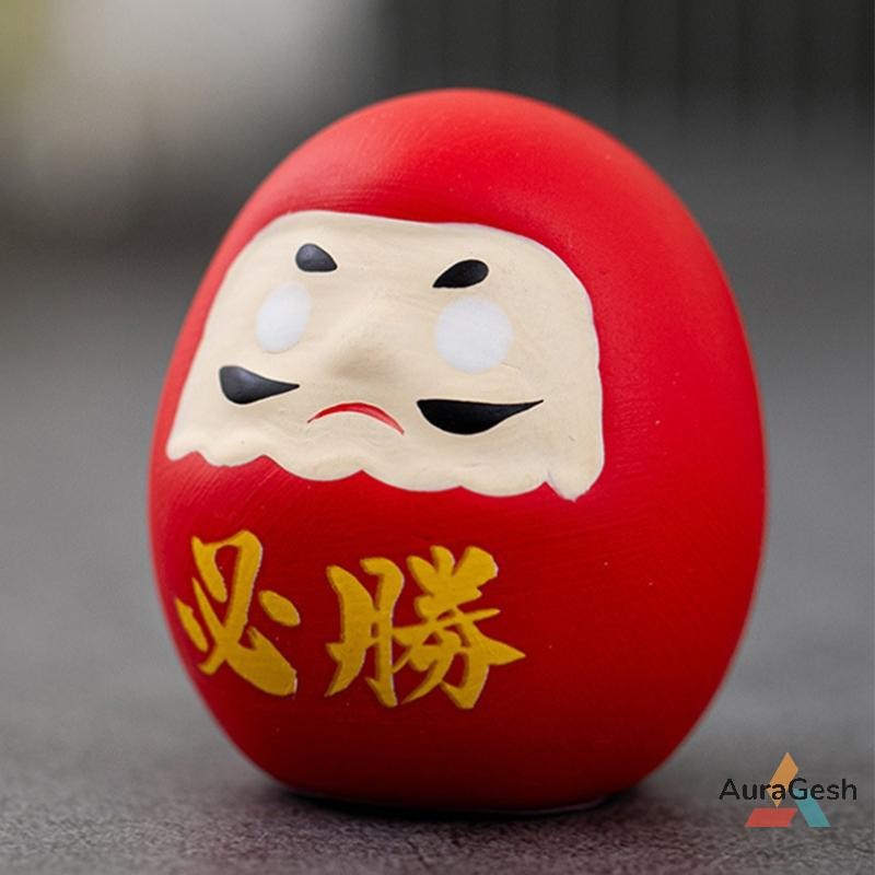 [AuraGesh] Japanese Ceramic Daruma Doll Crafts, Japanese Inspired Wealth Prosperity Decor, Lucky Charm Fortune Ornament Landscape, Home Desk Decor Miniature Gifts Accessories New